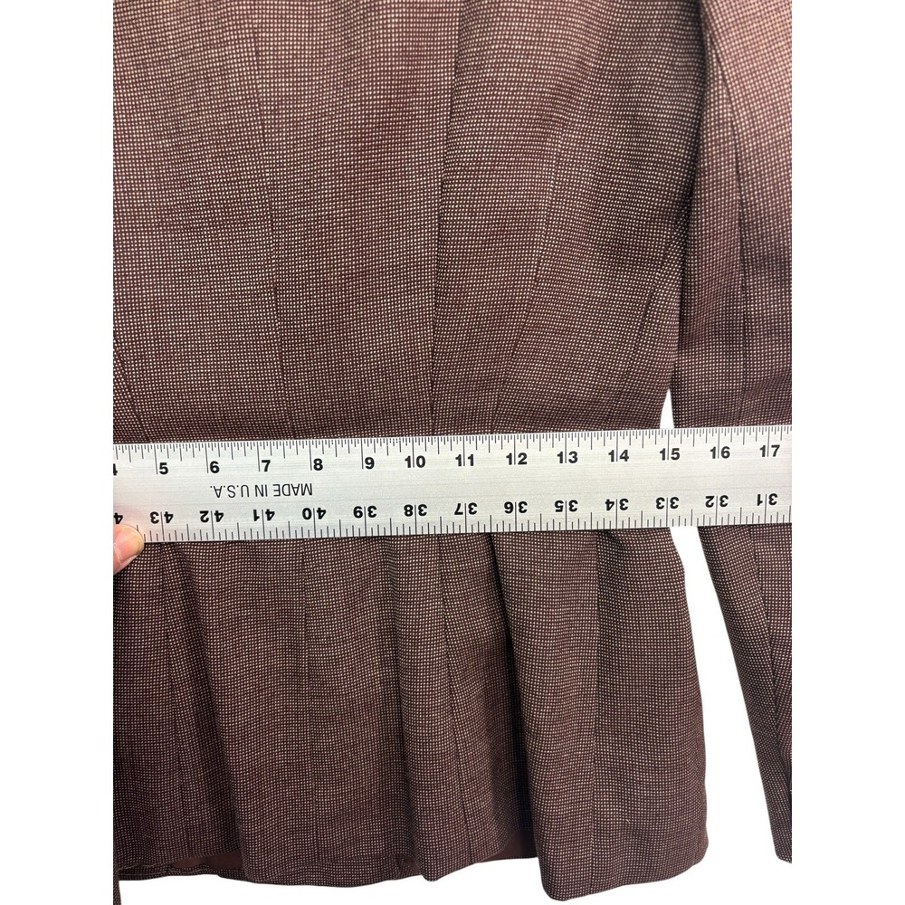 vtg 1940s Womens Small 6 Brown Birdseye Tweed Peplum Tailored Jacket Blazer - Picture 11 of 14